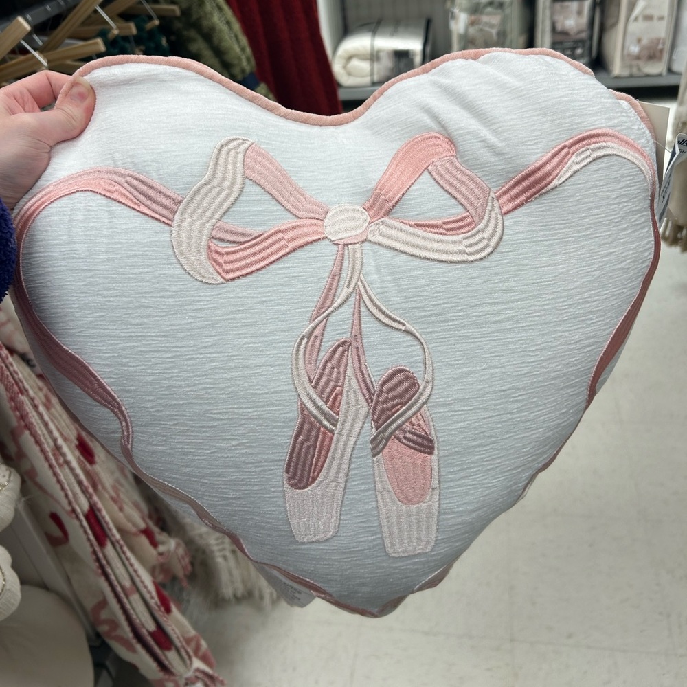 coquette ballerina slippers heart pillow
